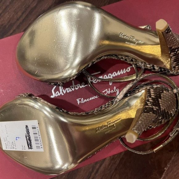BRAND NEW SZ 7 Salvatore Ferragamo Python Blejan Ankle Strap Sandals 0504699 - Picture 6 of 6